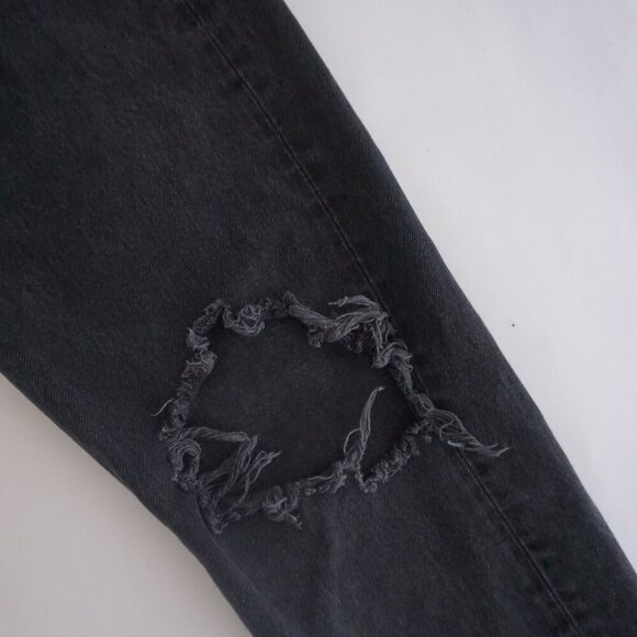 Agolde 90's Black Distressed 100% Cotton Button Fly Straight Leg Jean 26 - Picture 6 of 16